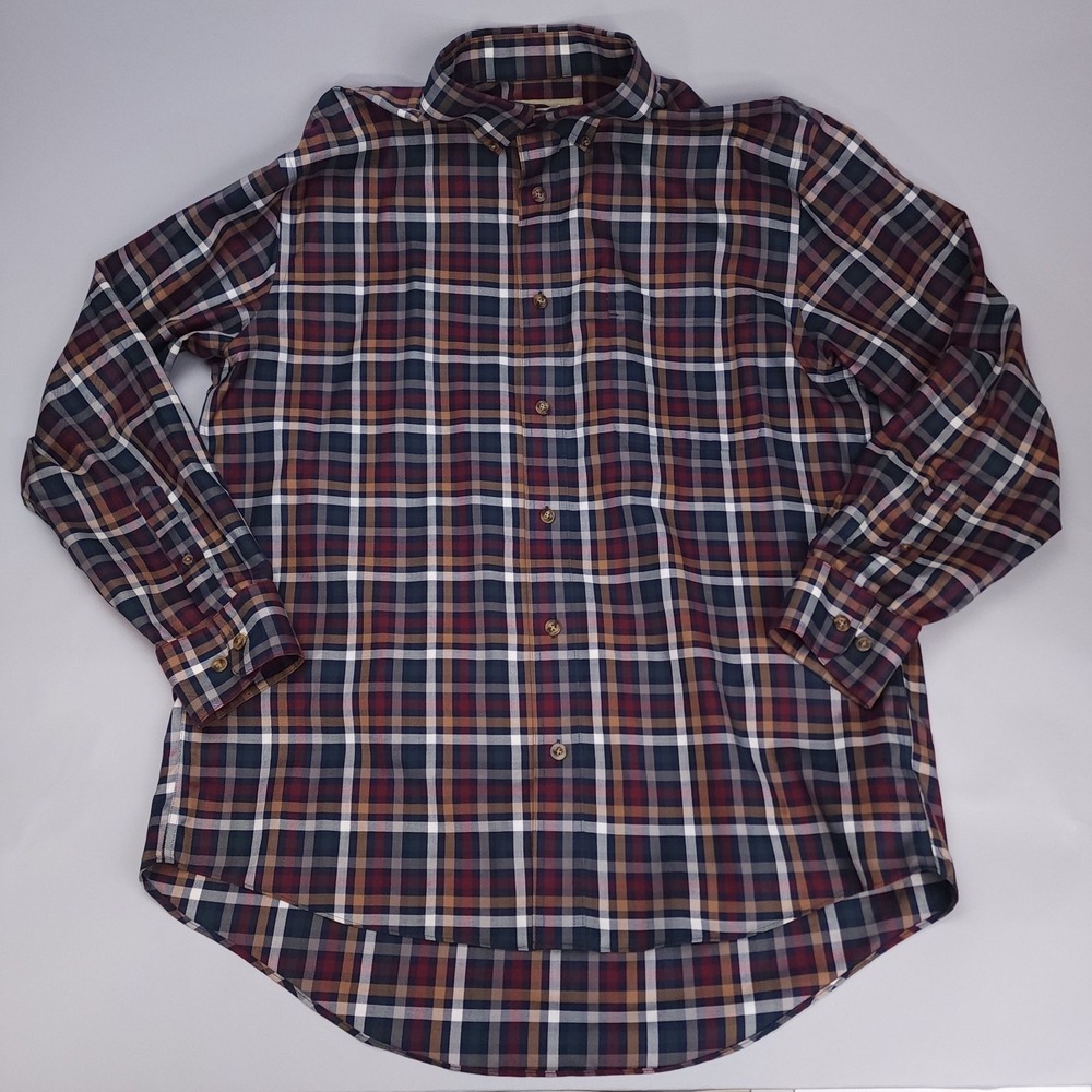CABELAS Classic Plaid Dress Shirt Men L Button Dwn Long Sleeve Casual Outdoor LG